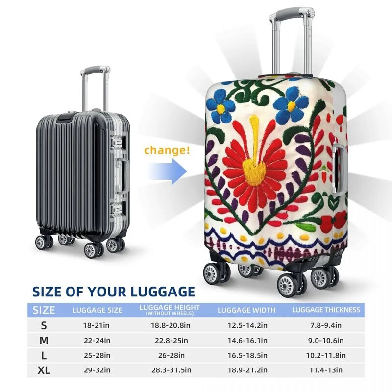 Mexican Flowers Suitcase Cover Washable Luggage Covers Protector for 18-32 inch