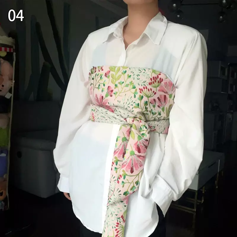 Kimono giapponese Yukata Obi cintura letteratura broccato tessuto Jacquard cintura camicia abito petto avvolto Cummerbunds L99