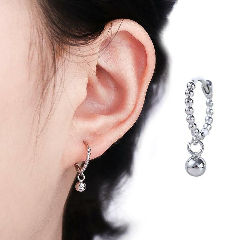 Girls Temperament Beads Korean Copper Ear Buckle Stud Earrings Hoop Earrings Fashion Jewelry