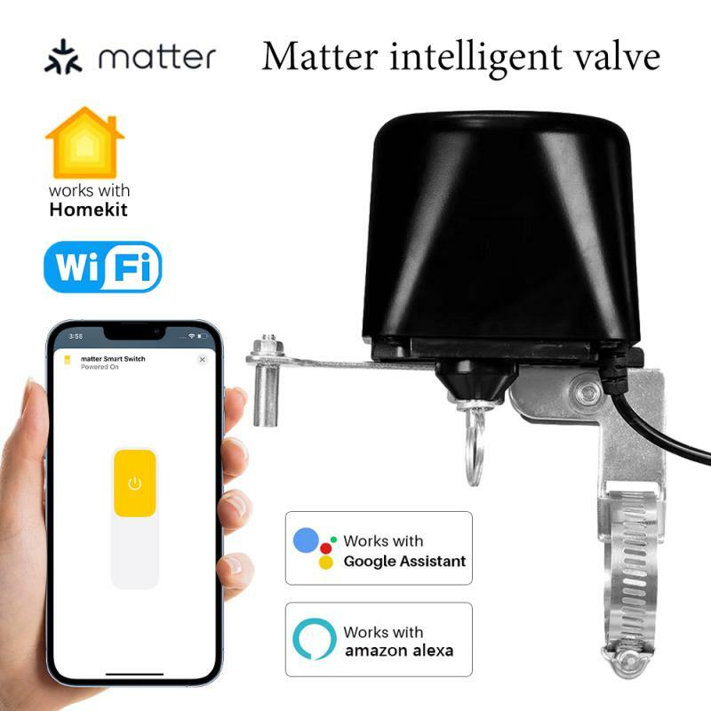 Matter Homekit-Control de automatización de válvula de agua/Gas inteligente, WiFi, EU/US/UK, Control de voz para el hogar inteligente, funciona con Akexa y Google Home