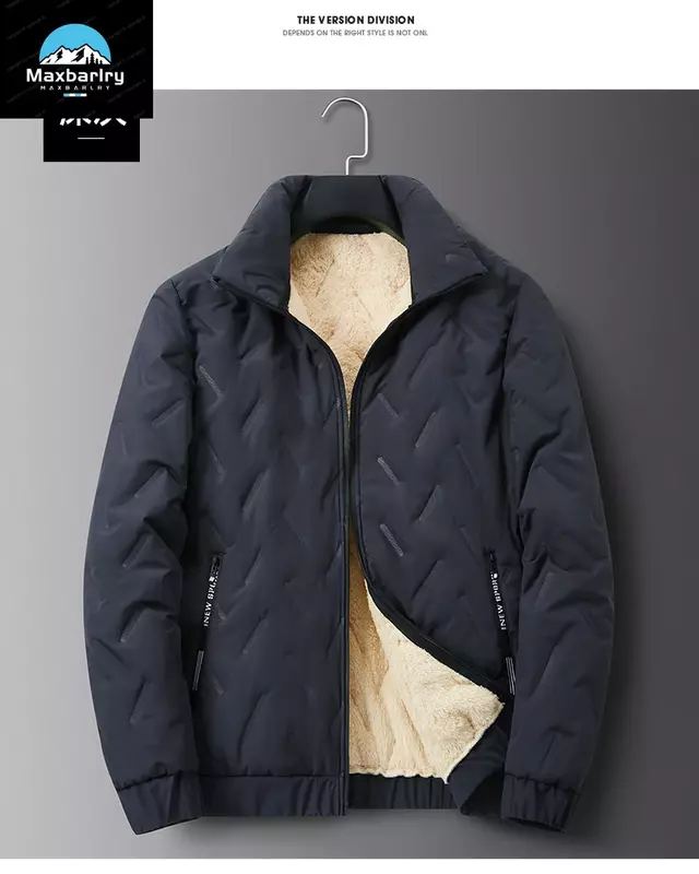 Autumn And Winter Jacket Men Casual Plush Thickened Standing Collar Cotton Jacket Business Office Warm Men's Clothing
