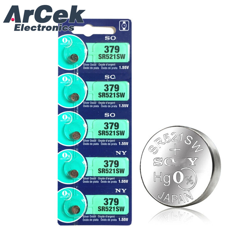 Pilas alcalinas de botón para reloj SONY, LR521, AG0, SR521SW, 379A, 379, 179, D379, SR63, 1,5 V, 2 piezas, originales