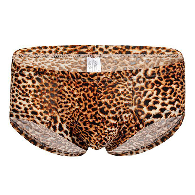 Boxer de roupa interior leopardo masculino, cuecas de cintura baixa, bolsa protuberante, calcinha respirável, elasticidade, magro, cuecas macias, sexy