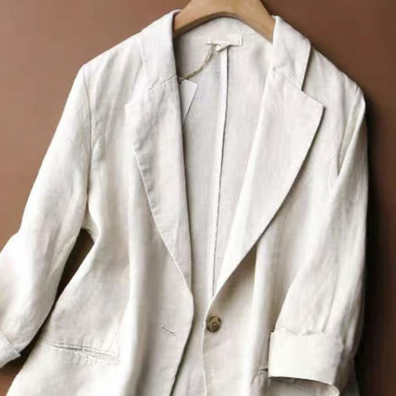 Женский пиджак с отложным воротником, свободный официальный блейзер с длинными рукавами и карманами, одежда в Корейском стиле для весны, 2022