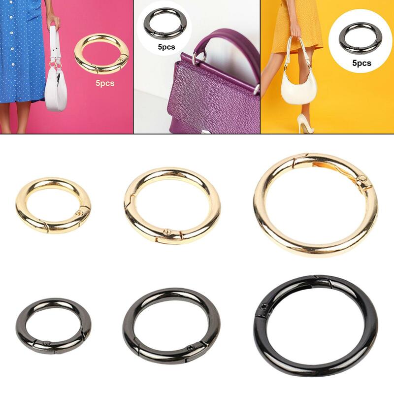 5x Spring Rings Buckles Spring Coils Portable Connector Metal Tote Practical Lightweight DIY Bags Round Carabiner Clips Snaps