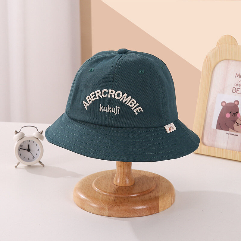 Chapéu de Pescador Infantil Bordado Protetor Solar Chapéu de Sol, Fora da Carta, Meninas, Bebê, Primavera, Outono