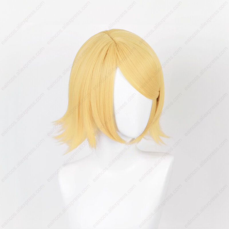 Parrucca Cosplay Anime Rin Len 32cm/30cm parrucche corte giallo chiaro parrucche sintetiche resistenti al calore