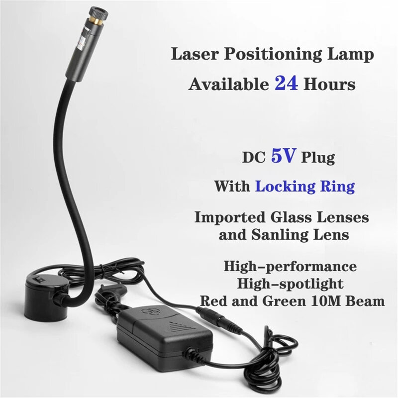 Laser de mangueira de silicone alongado Posicionamento Light com base magnética Acessórios de costura Big Cross Line Corte de pedra