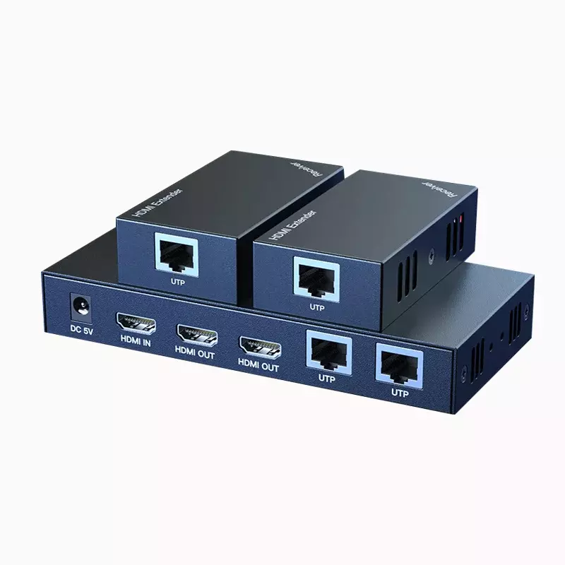 Extensor Ethernet HDMI, Transmissor de Vídeo, Conversor Receptor, Loop 1 em 2 3 4 Out, 1080P, Cabo RJ45 Cat6, 60m, Kit 1 a 2