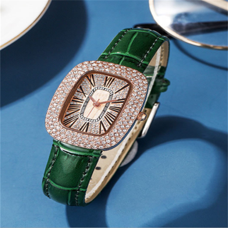 Luxo feminino casual relógios oval novo quartzo zircão relógio de pulso presente