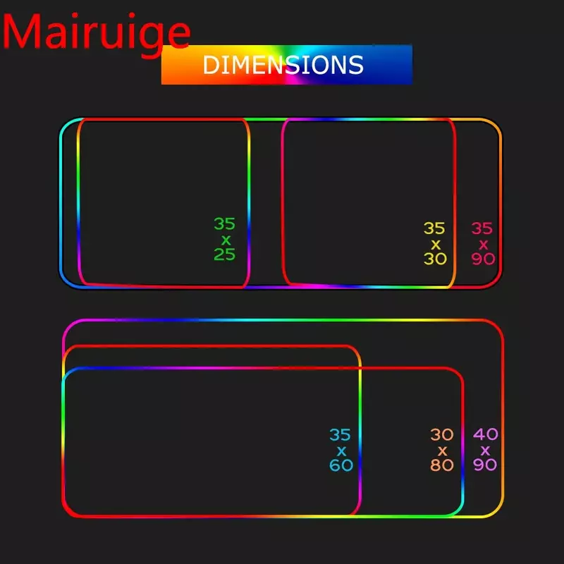 لوحة ماوس كوي سميكة مضيئة RGB ، مانعة للانزلاق ، لوحة طاولة كبيرة ، على الطريقة اليابانية ، مشفرة ، كبيرة جدًا ، لعبة فيديو ، مكتب