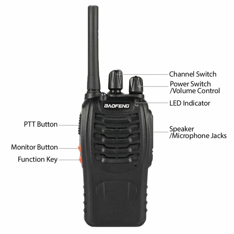 2pcs BF-88A Walkie Talkie With Earpiece (Upgrade Version BF-888S) FRS Rechargeable Two-Way Radio VOX With USB Charging LED