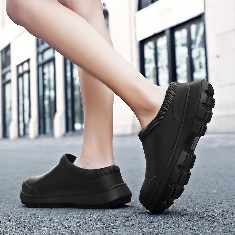 STRONGSHEN-zapatos impermeables de goma EVA para hombre y mujer, calzado de trabajo antideslizante para cocina, restaurante y jardín, Unisex