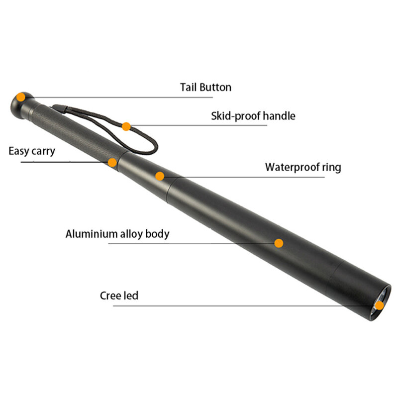 Self Defense Baseball Mace Flashlight Stick Outdoors Emergency Personal Defense Supplies Baseball Bat Torch Equipment