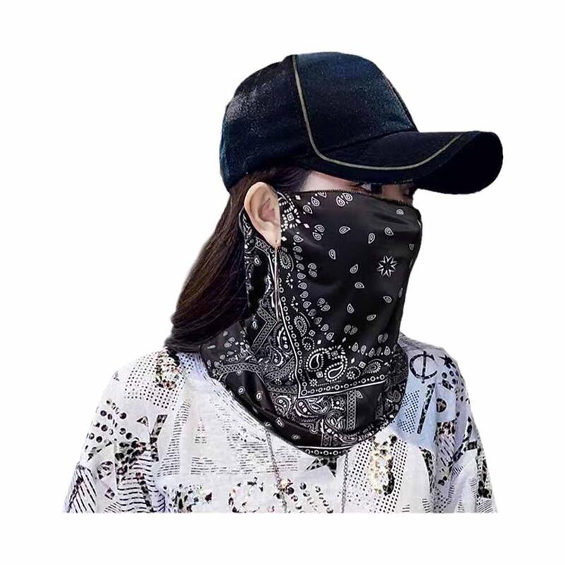 Masker tabir surya, mode cetak untuk pria wanita perlindungan matahari musim panas Anti-UV syal telinga Hip Hop olahraga luar ruangan syal Bandana A6G0
