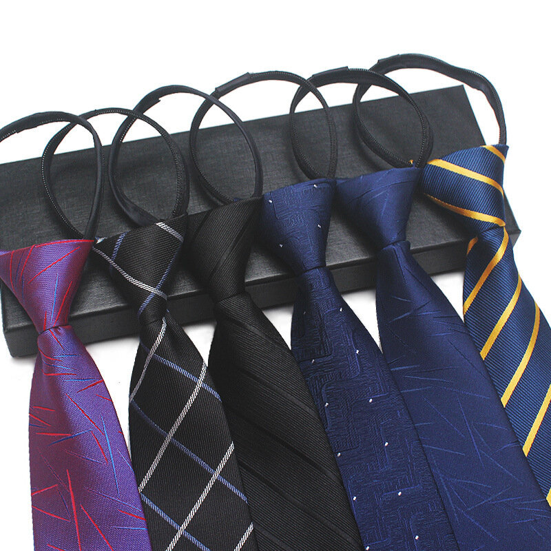 Corbata profesional con nudo libre para hombres, corbata con cremallera perezosa de 8cm, corbata de trabajo formal de negocios, corbata de moda para hombres, Reunión, boda, uso diario, corbata de 7cm