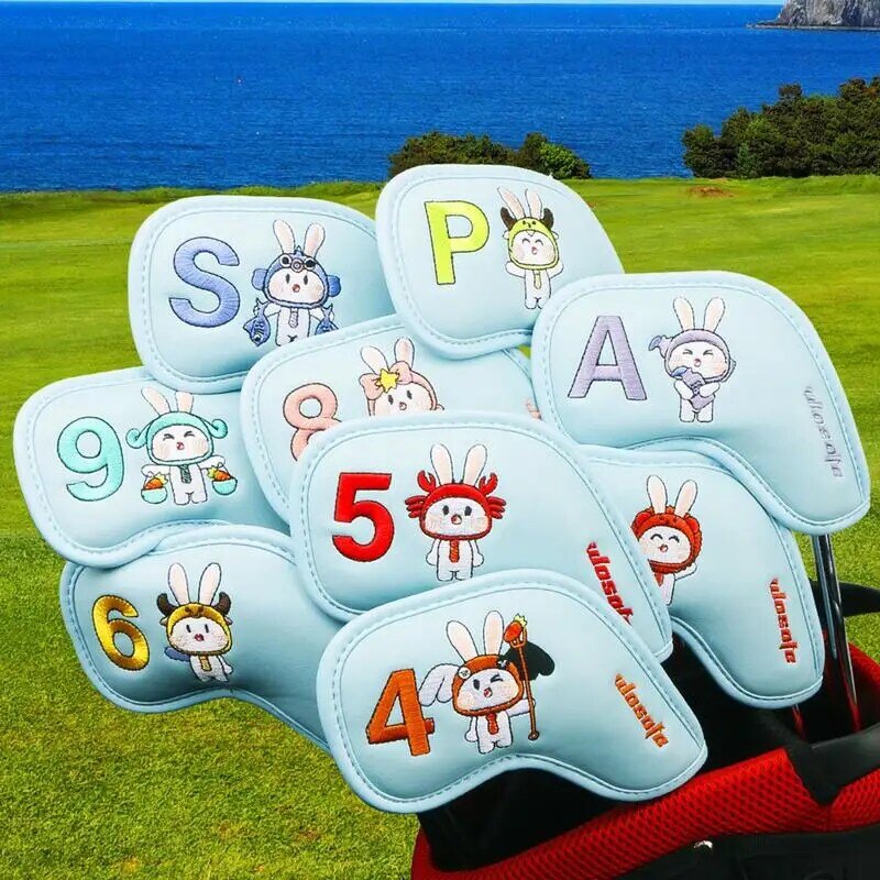 9/10Pcs Golf Club Iron Head Cover Set Skeleton Shark embroidery with Number PU leather Golf Iron Headcover Golf Accessories