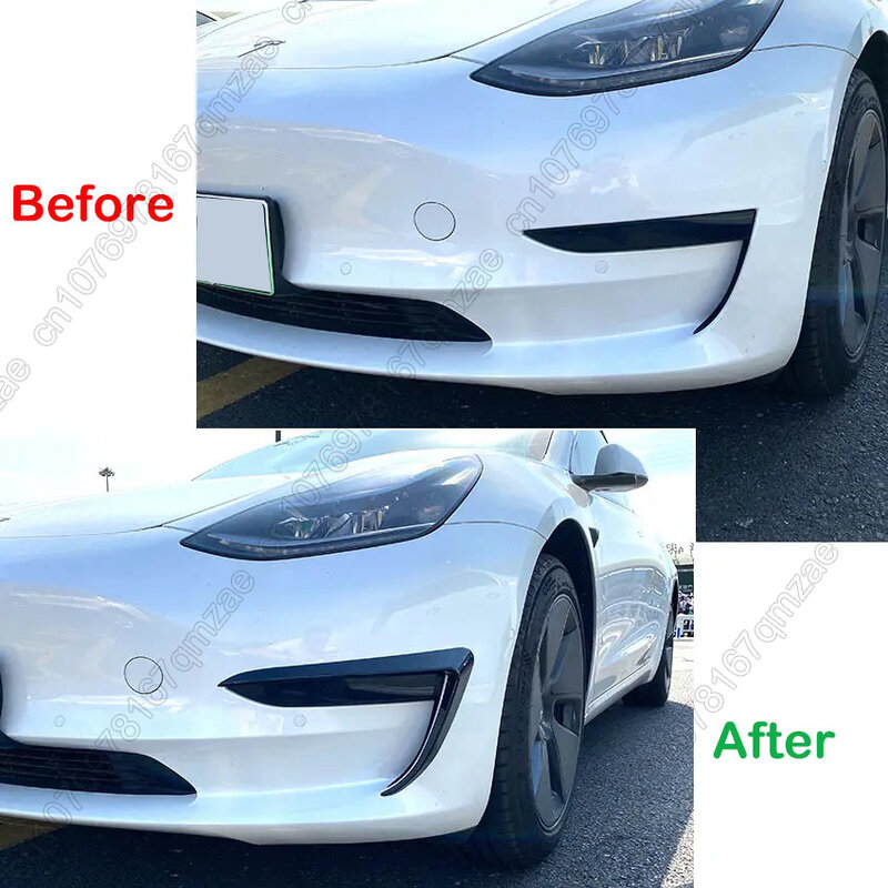 Marco de luz antiniebla para parachoques delantero de coche, Kit de carrocería de decoración de Alerón, aspecto de carbono negro brillante, para Tesla modelo 3 Y 2017 2018 2019-2023