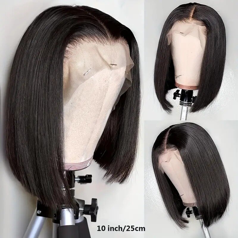 Newmi-Peluca de cabello humano 13x4 para mujer, postizo de encaje Frontal completo, corte Bob corto, densidad de 180
