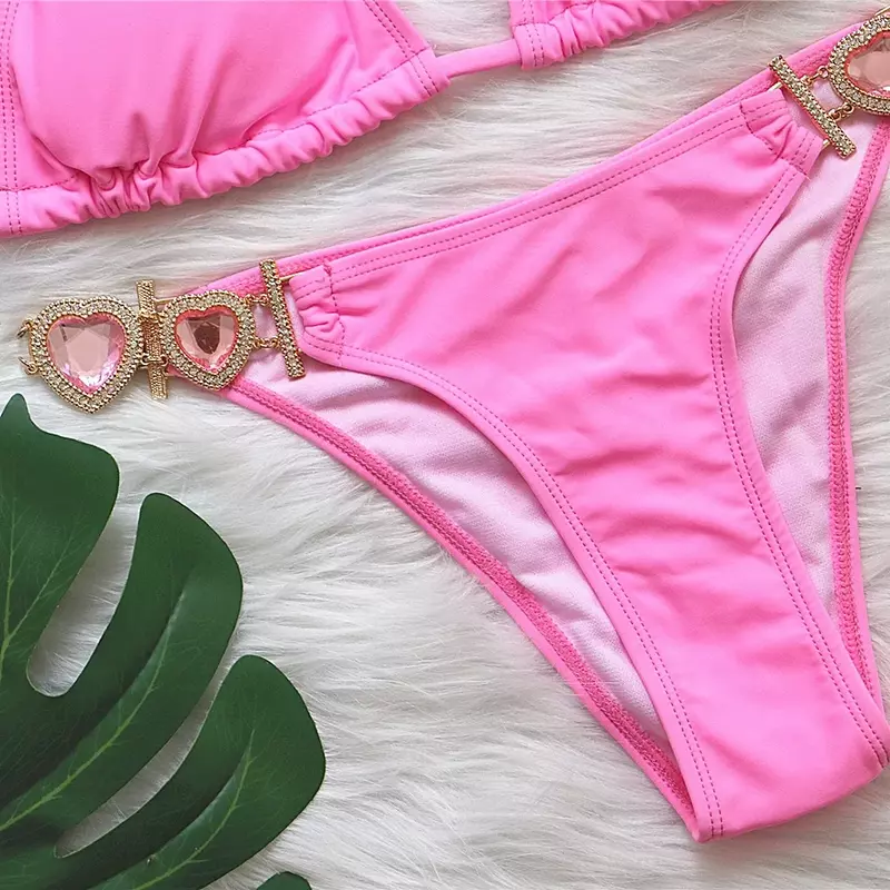Розовый сексуальный купальник-бикини, женский купальник, женское бикини пуш-ап, пляжная одежда для плавания, купальные костюмы, купальник для бассейна