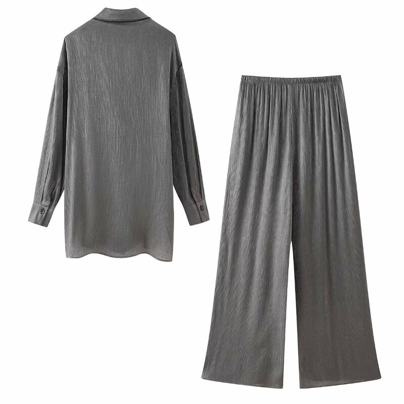 Manteau Vintage à Manches sulfpour Femme, Effet Déformable, Haut et Pantalon Imbibés, Nouvelle Mode, 2024