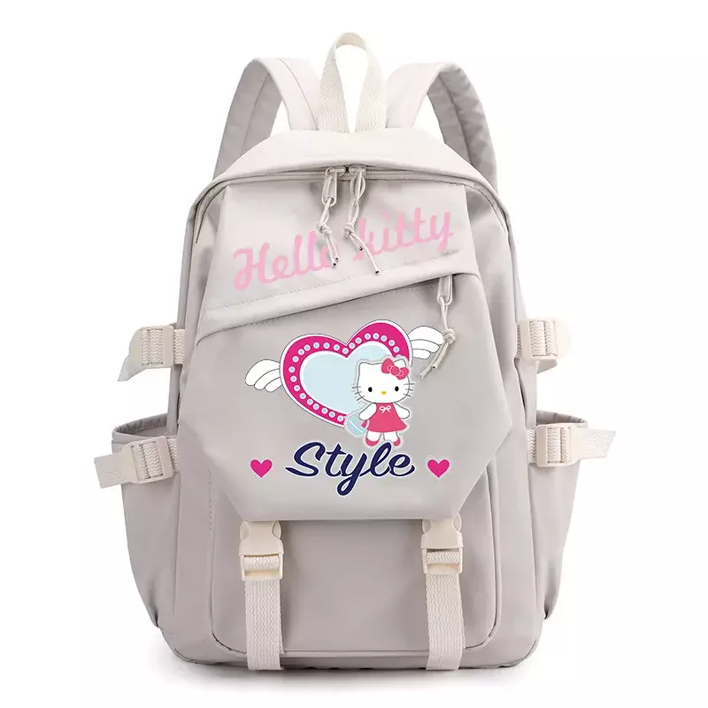 Sanrio tas sekolah motif kartun lucu, tas ransel komputer kanvas, tas sekolah ringan, tas punggung motif kartun untuk pelajar wanita
