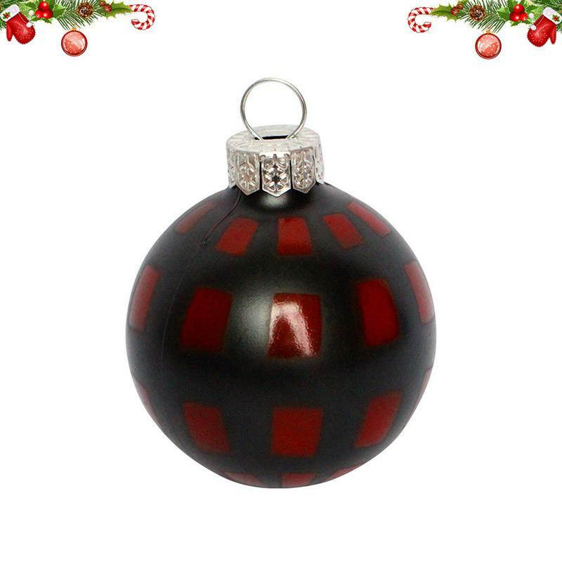 Boule à Carreaux en Noir, Blanc et Rouge, Fournitures Artisanales Créatives pour Arbre de Noël