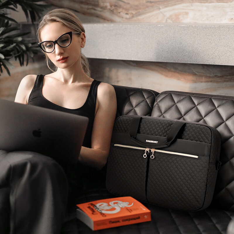 BAGSMART tas Laptop untuk wanita, tas kerja 15.6 17.3 inci Notebook untuk Macbook Air Pro 13 15 tas tangan komputer