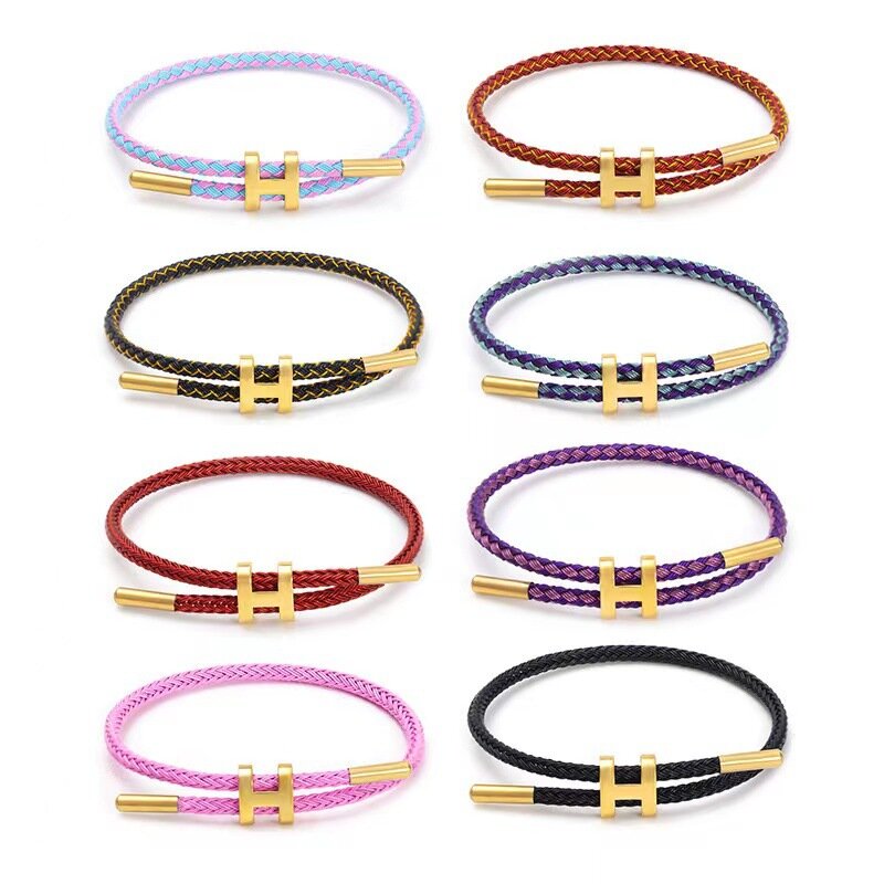 Luxury Multicolor Charm Adjustable Bracelet Fashion No Fade Stainless Steel Wire Waterproof Rope Bracelet for Men Women Jewelry