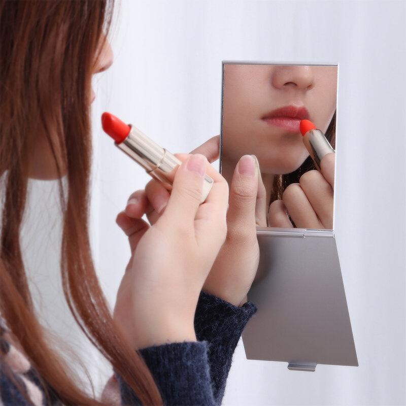 Petit miroir de maquillage pliant rectangulaire, miroirs de poche ultra-minces, miroirs cosmétiques pliants compacts portables personnalisés