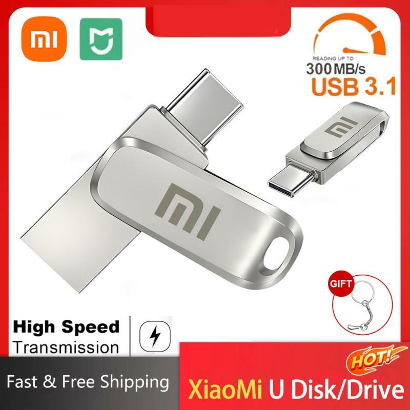 MIJIA-Unidade Flash de Metal de Alta Velocidade Xiaomi, Pen Drive Impermeável, PenDrive Tipo-C para Armazenamento em Computador, USB 3.0, 2 em 1, 1TB
