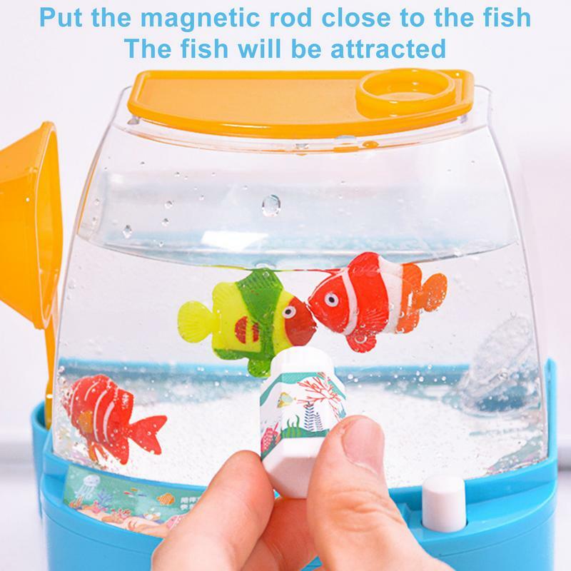 Gioco di pesca magnetico acquario per bambini serbatoio di pesce elettrico esperienza di alimentazione interattiva per bambini acquario per bambini