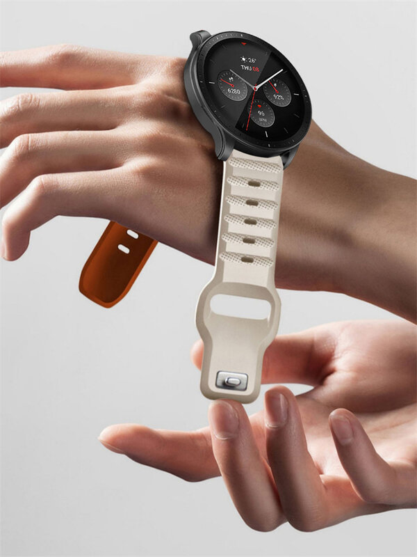 Banda de silicone para relógio Huawei, cinto macio respirável, Samsung Galaxy Watch 6, 5, 4, 3, GT3-2 Pro, Amazfit GTR 4, GTS 4, 22mm, 20mm