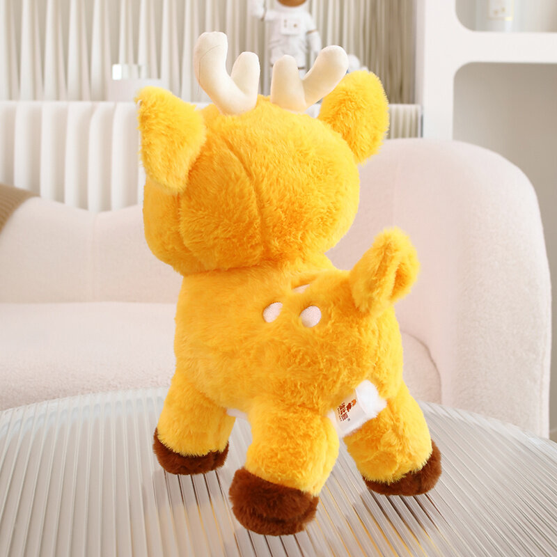 子供のための動物のかわいいおもちゃ,黄色と茶色の鹿の人形,室内装飾,クリスマスプレゼント
