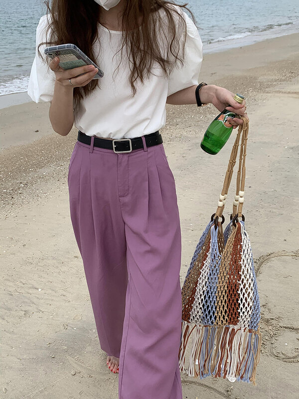 Bolso de red de ganchillo trenzado de diseñador para mujer, bolso de viaje tejido informal, bolso de mano de cubo de playa, monedero, nuevo, 2023