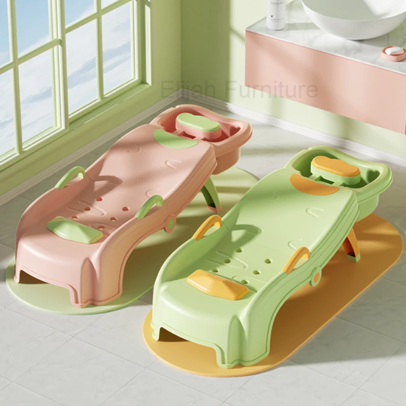 Kruk Kinderen Shampoo Stoel Haar Wassen Lounge Opklapbed Shampoo Stoel Artefact Comfort Fotel Fryzjerski Salon Meubels Qf50sc