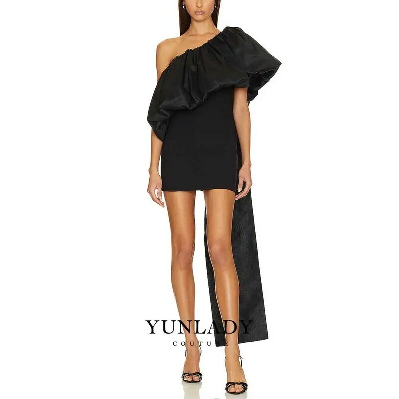 YUNLAN-فستان صغير غير متناظر بدون أكمام للسيدات ، فساتين كوكاتيل مثيرة ، مكشوف الكتفين ، مناسب للمشاركة ، أسود ، دبي ، فاخر