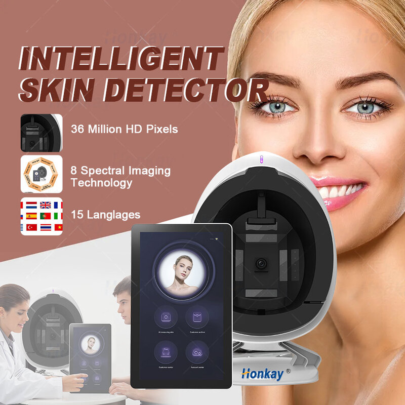 Skóra twarzy maszyna analizująca magiczne lustro 3D cyfrowy System diagnostyki skaner skóry profesjonalny urządzenie do analizy skóry twarzy
