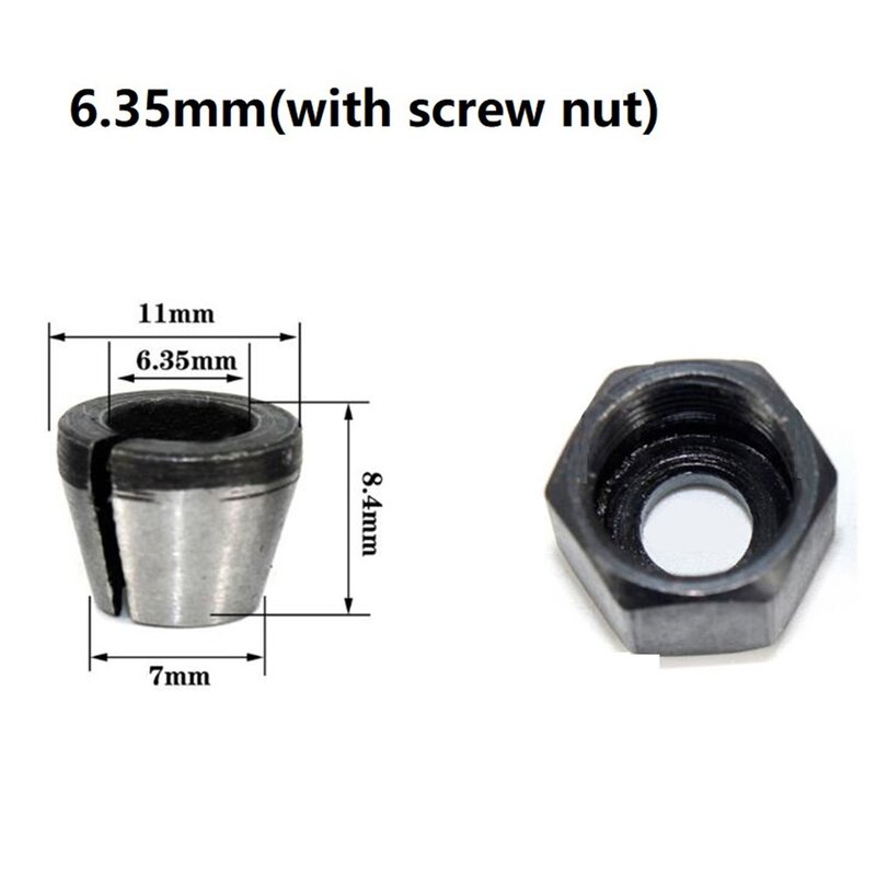 New Collet Chuck Adapter With Nut For 6mm/6.35mm Chuck For 8mm Chuck Hot Sale Suitable 13mm×12mm×8mm/0.51in×0.47in×0.31in