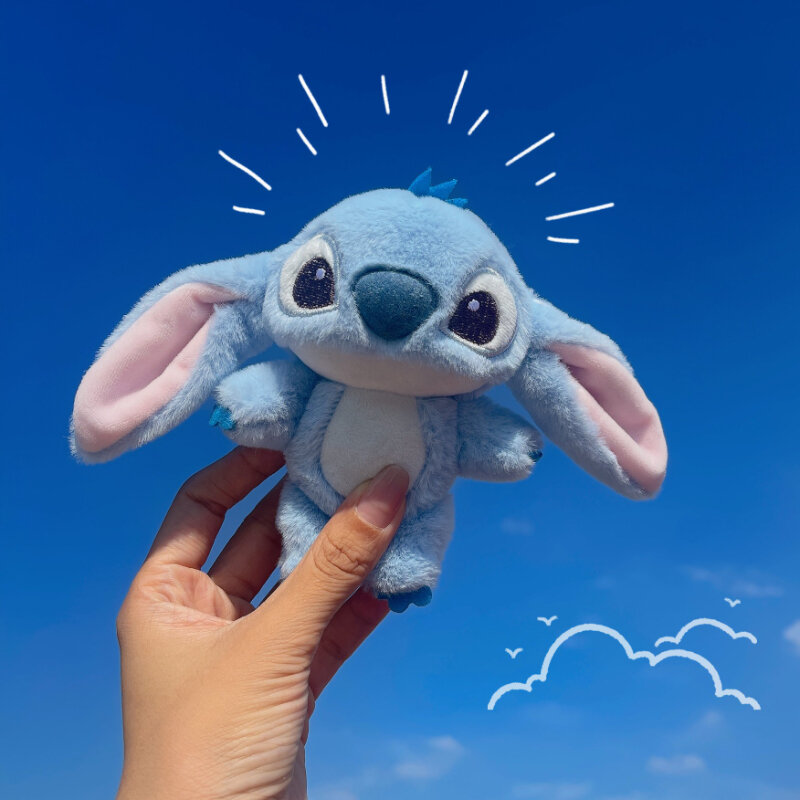 Disney 12cm Stich und Engel Puppen tasche Anhänger Cartoon Anime Lilo & Stich Plüschtiere Schlüssel anhänger Geburtstags geschenke für Mädchen