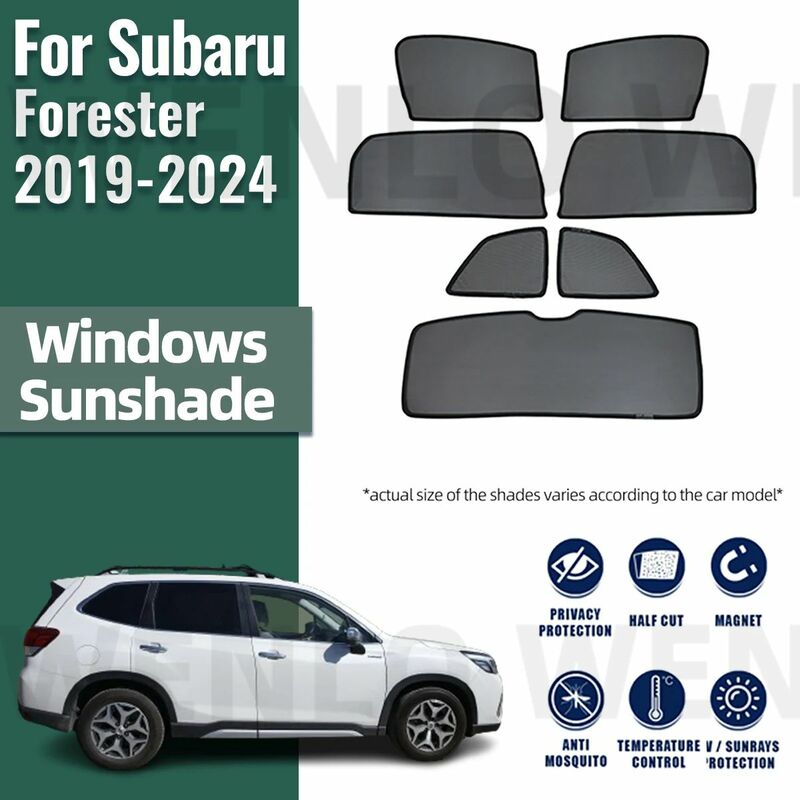 For Subaru Forester SK 2019-2023 2024 Magnetic Car Sunshade Visor Front Rear Windshield Frame Curtain Side Window Sun Shade