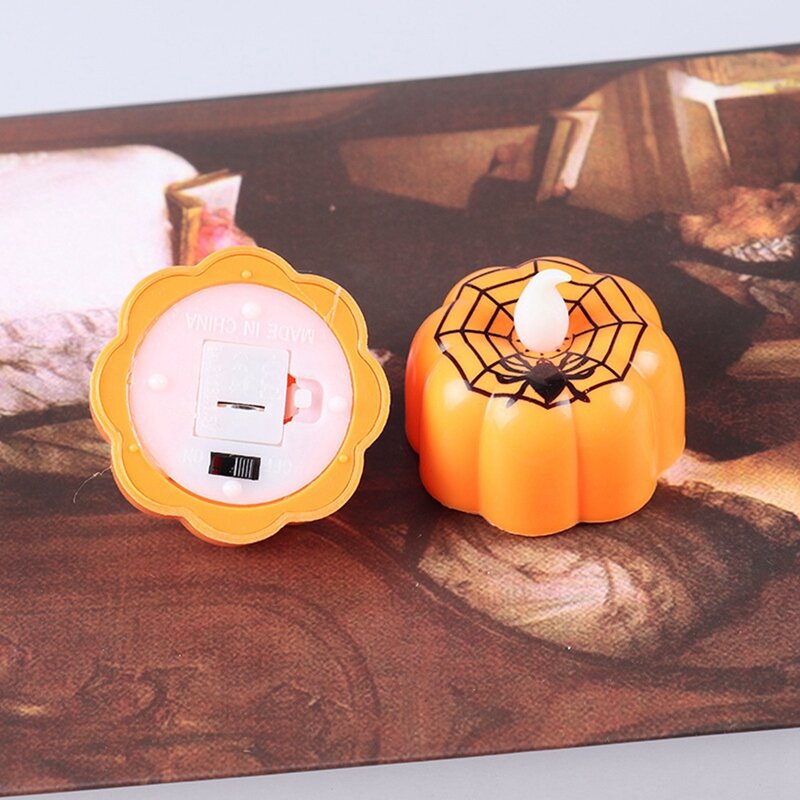 12Pcs Halloween Pumpkin Tealights Candles, LED Pumpkin Lights, Flame Less Candle Battery Operated Home Table Decorations