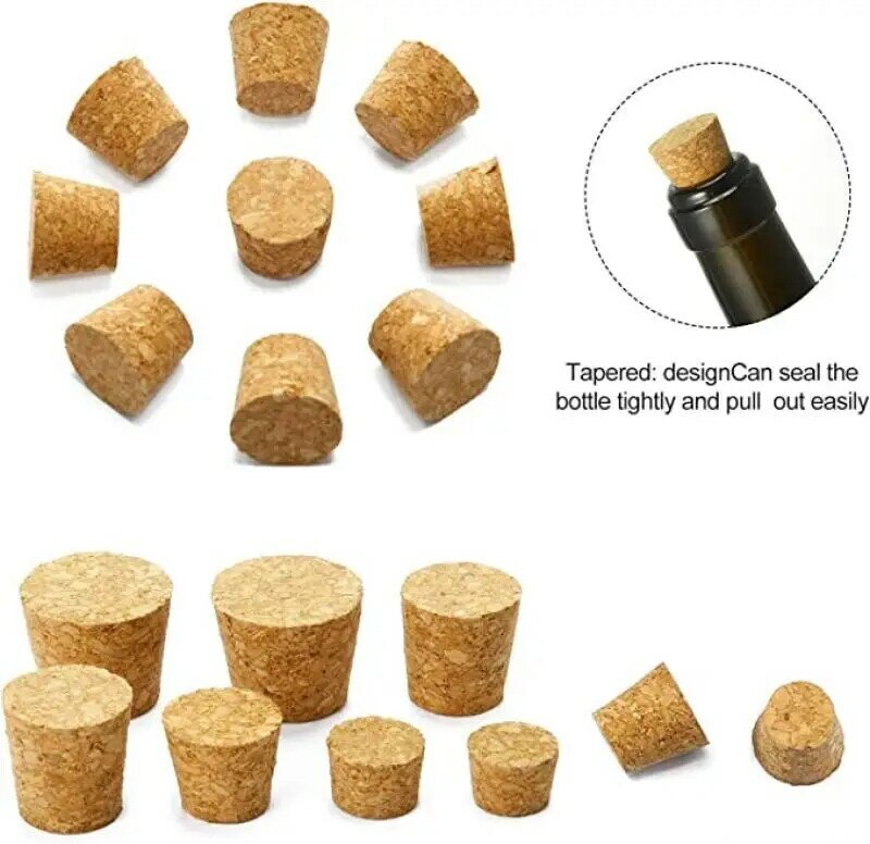 5/100pc Top DIA 8mm To 58mm Wooden Cork Lab Test Tube Stopper Kettle Pudding Bottle Cork Cap Burette Tube Wood Plug Cork Stopper
