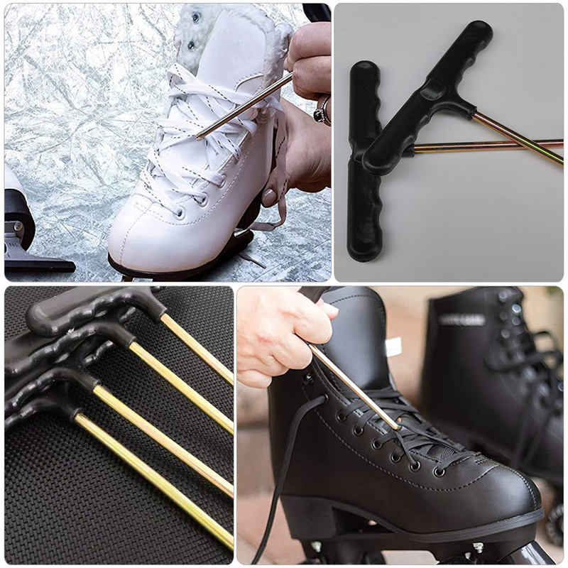 Outil de serrage de patins à lacets en plastique en forme de T, extracteurs de lacets lumineux, patins à chaussures, 5 pièces