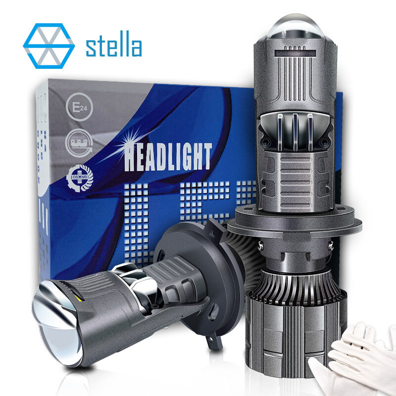 Stella-LED Mini Lens Lâmpadas Farol para Carro e Motocicleta, Farol de Projetor, Canbus, Nenhum Erro, Oi, Feixe Baixo, 120W, 18000Lm, H4, H7, Novo