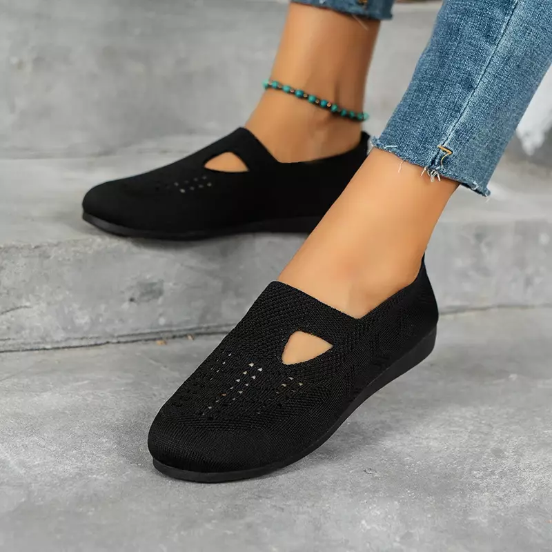 Туфли женские с круглым носком, простая нескользящая обувь на плоской подошве, низкие, Уличная Повседневная Удобная дышащая обувь, лето 2024