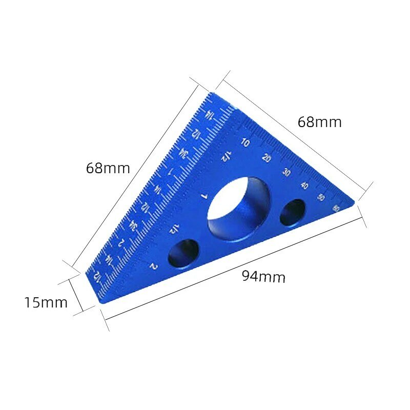 Règle Triangulaire Résistante à 45/90 ° en Alliage d'Aluminium, 1 Pièce, Mesure d'Angle de Précision, pour le Bricolage et le Calcul