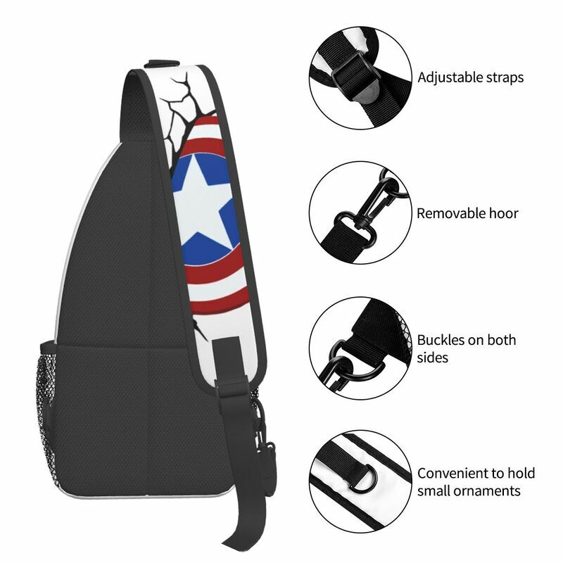 Captain America tas selempang dada ransel selempang kustom untuk pria ransel perjalanan mendaki