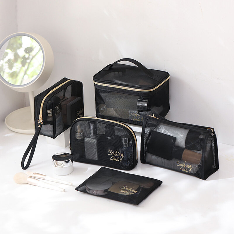 1 шт. сумки для макияжа для косметики, сетчатый чёрный чехол для карандашей, женская сумка для набора женских помад, сумка для хранения кистей