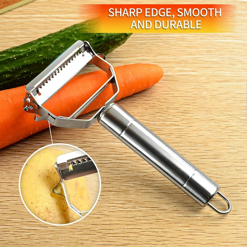 สแตนเลสสตีล Multi-Function Peeler เครื่องตัดผักผลไม้มันฝรั่งแตงกวาขูดแบบพกพา Sharp อุปกรณ์ครัวเครื่องมือ